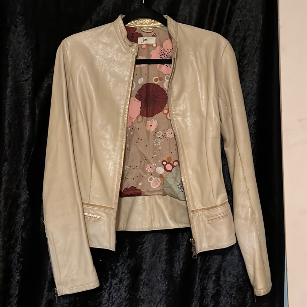 June Cream Leather Moto Jacket - Women's